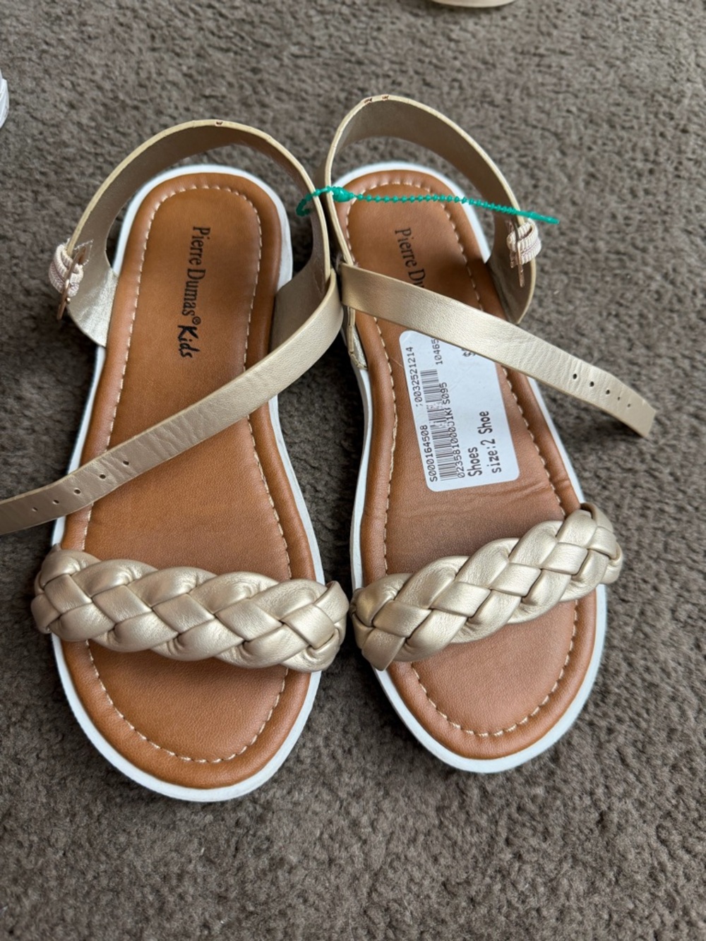 Pierre Dumas Kids Metallic Gold Braided Strap Sandals